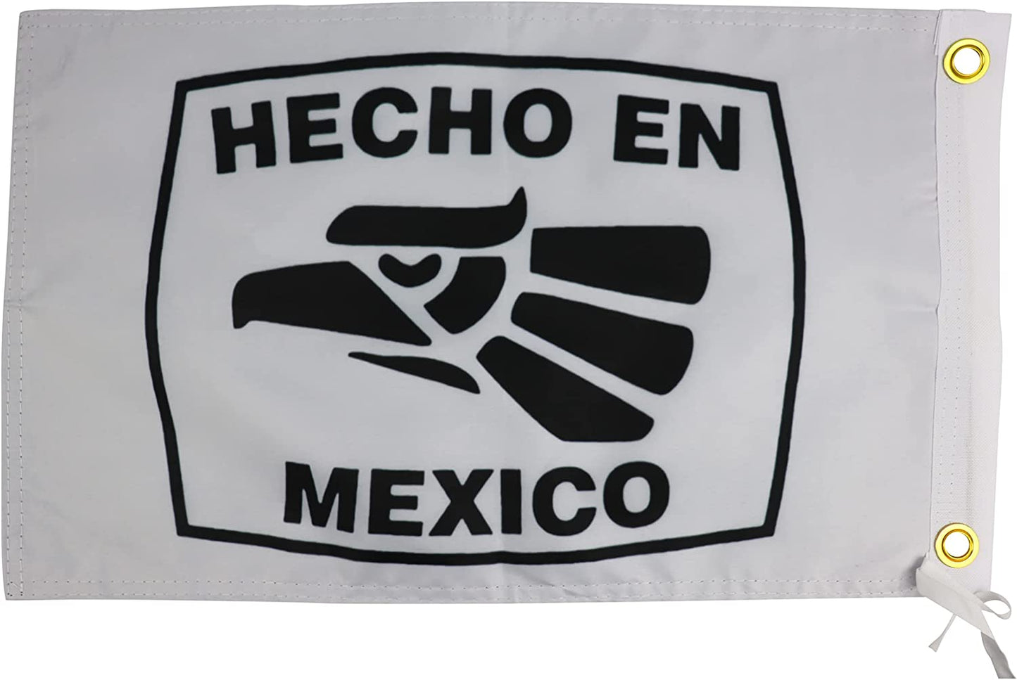 Hecho en Mexico White Flag - 12x18 Inches