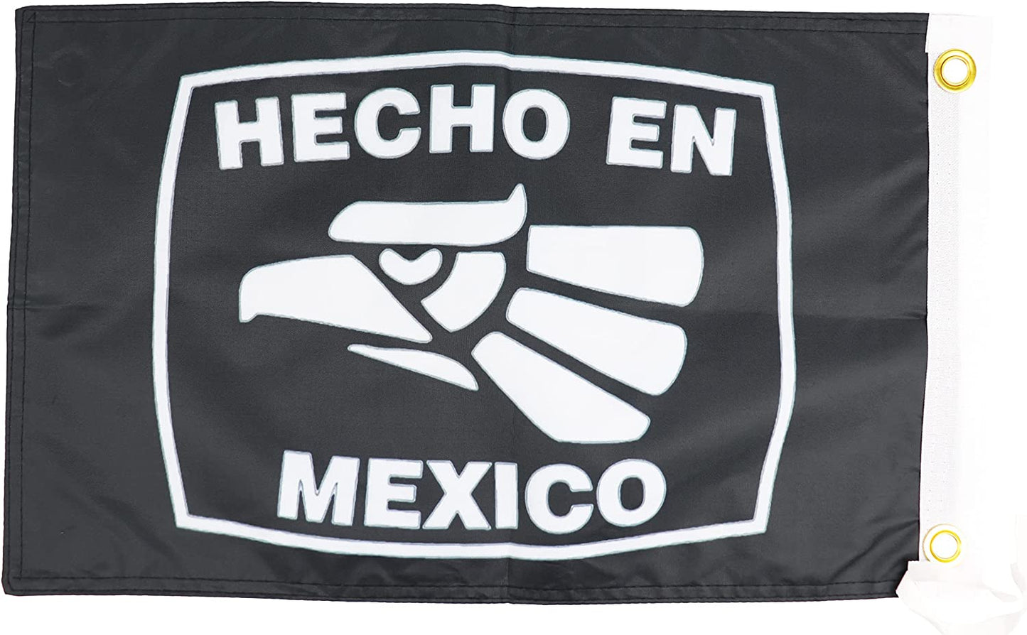 Hecho en Mexico Black Flag - 12x18 Inches