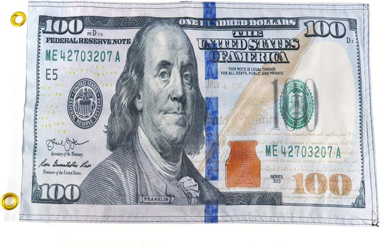 $100 Dollars Bill Flag - 12x18 Inches