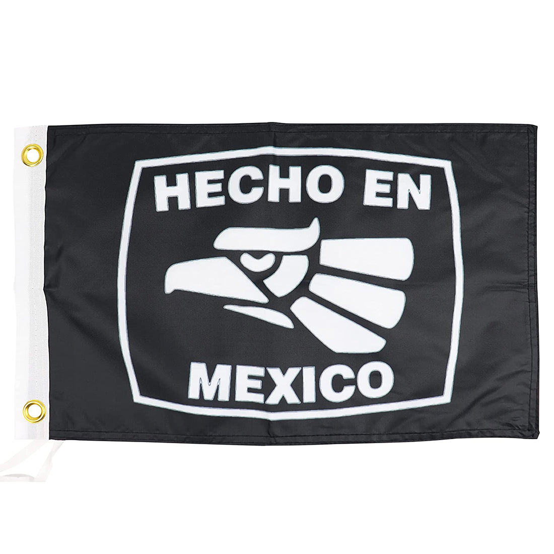 Hecho en Mexico Black Flag - 12x18 Inches