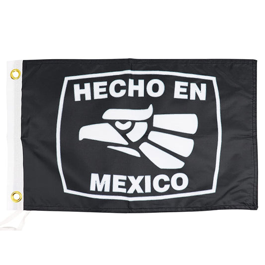 Hecho en Mexico Black Flag - 12x18 Inches