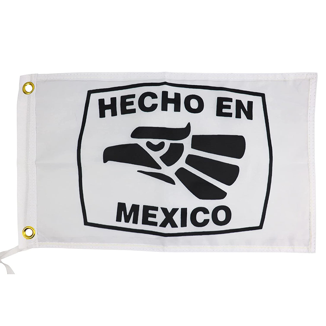 Hecho en Mexico White Flag - 12x18 Inches