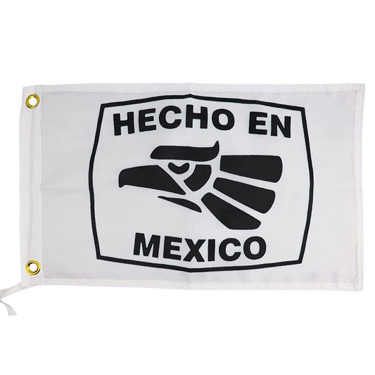 Hecho en Mexico White Flag - 12x18 Inches