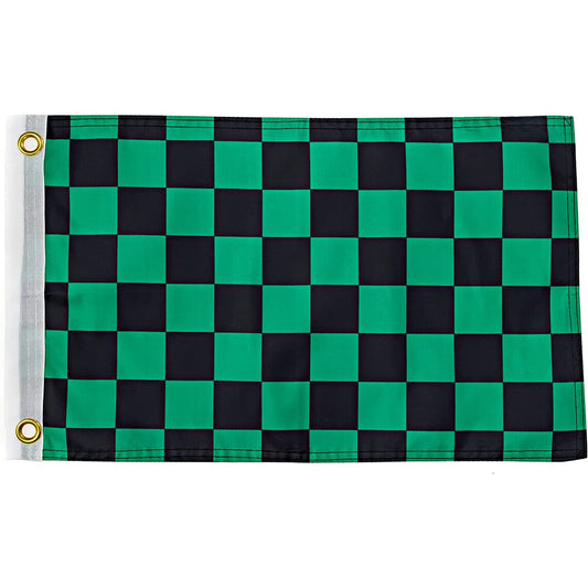 Black and Green Checkered Flag - 12x18 Inches