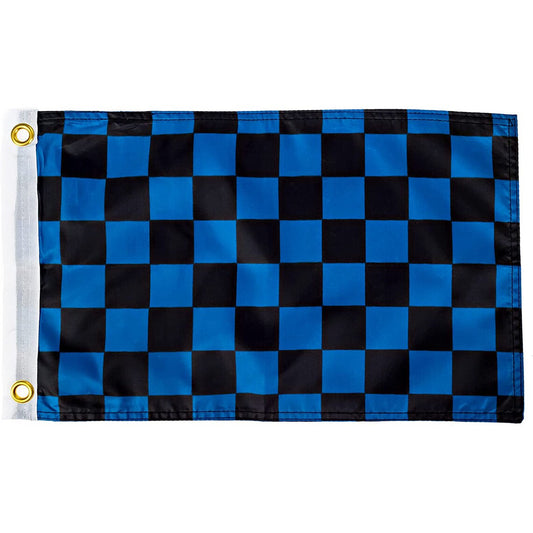 Black and Blue Checkered Flag - 12x18 Inches