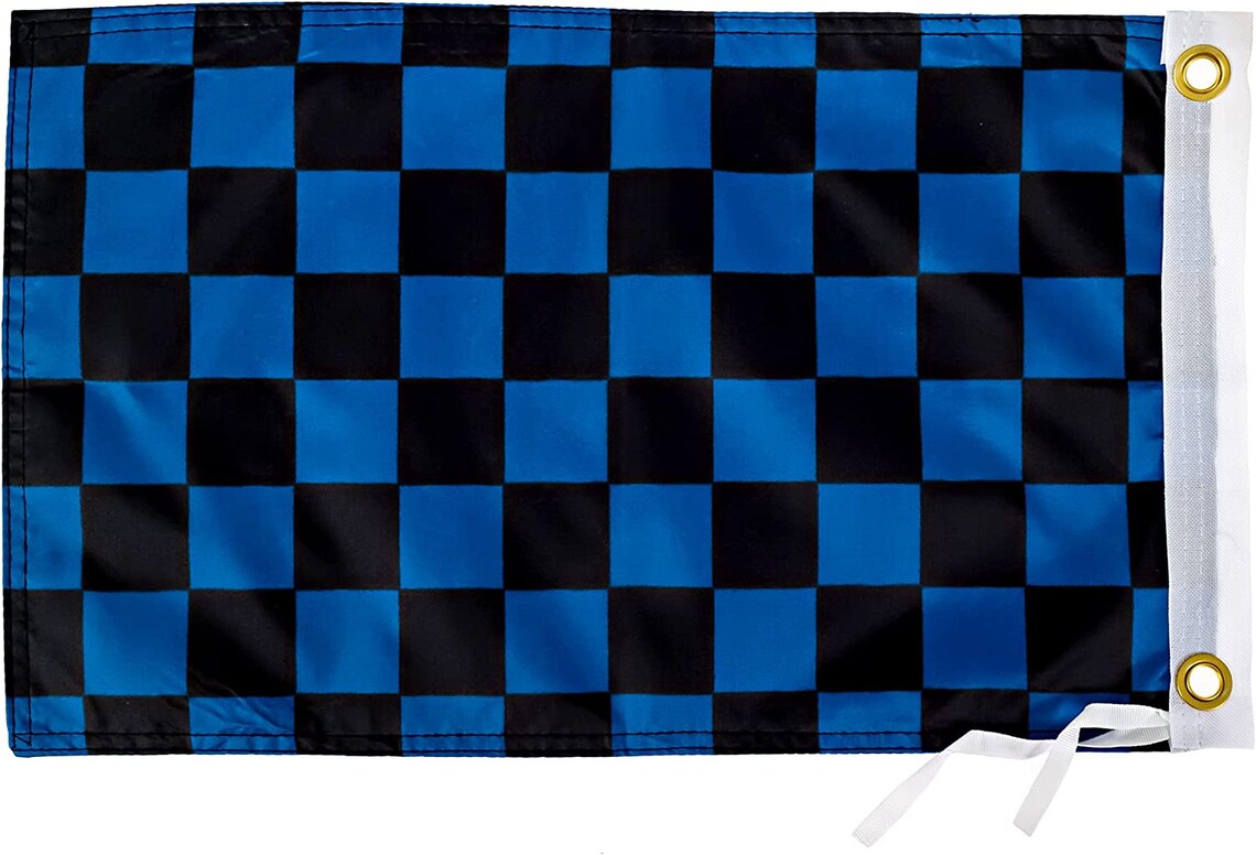 Black and Blue Checkered Flag - 12x18 Inches