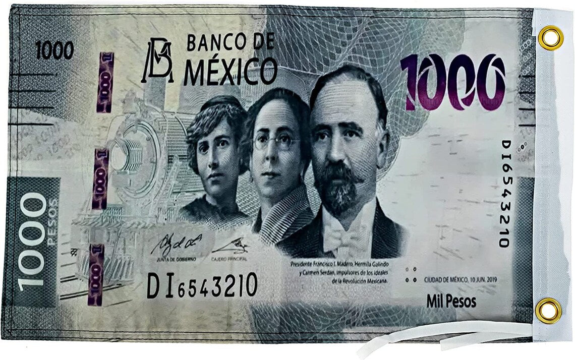 $1000 Pesos Bill Flag - 12x18 Inches