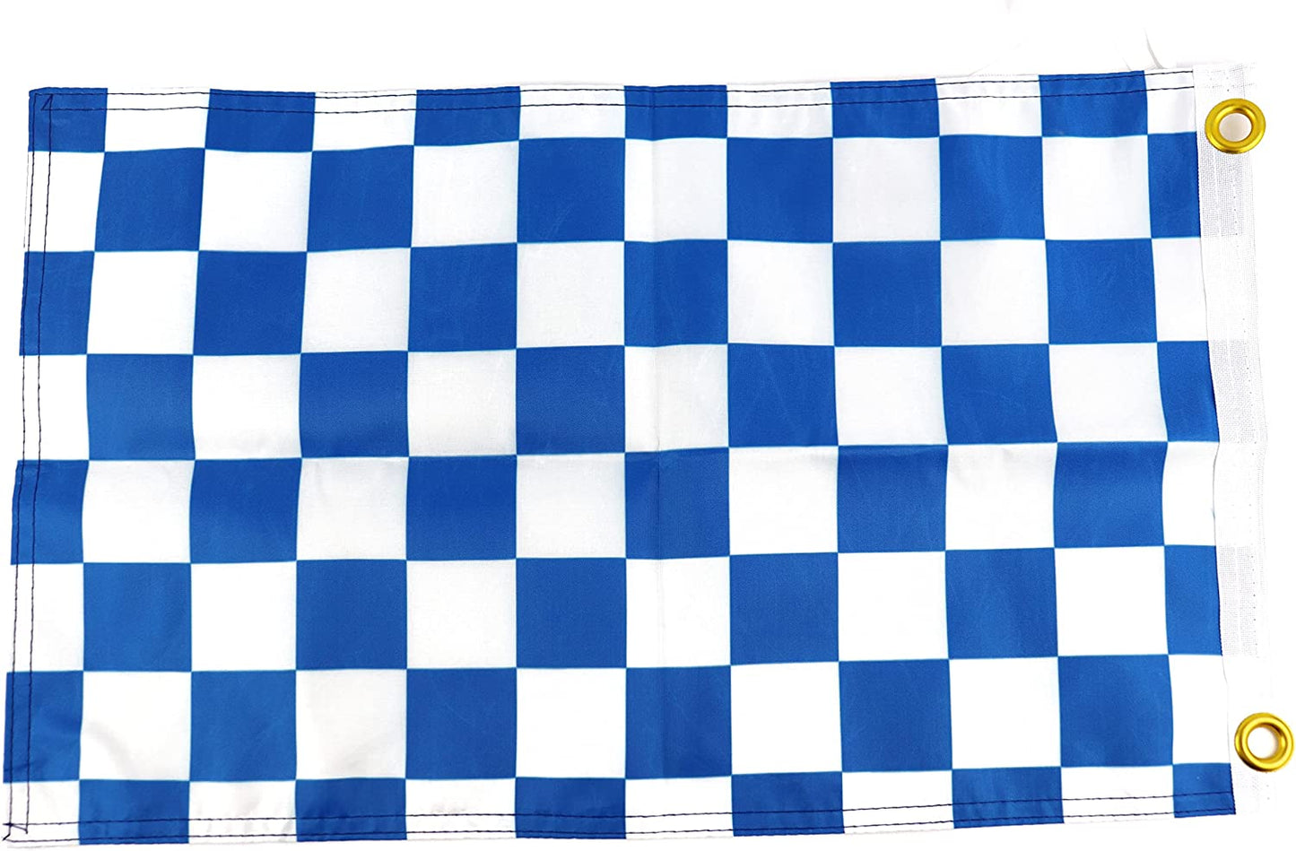 White and Blue Checkered Flag - 12x18 Inches