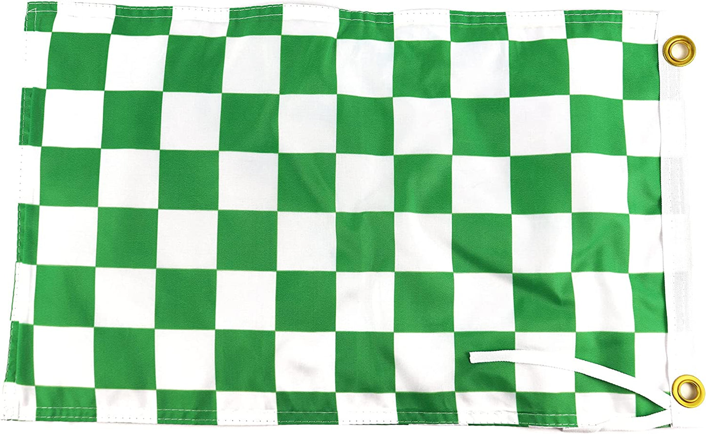 White and Green Checkered Flag - 12x18 Inches