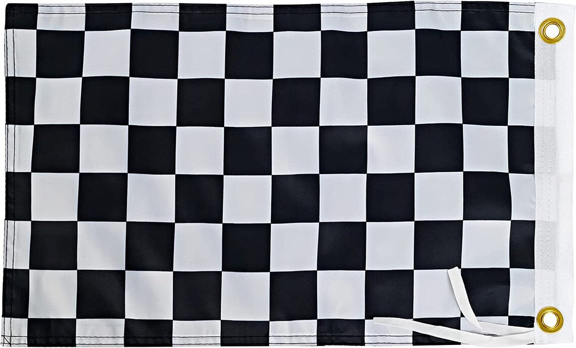 Black and White Checkered Flag - 12x18 Inches