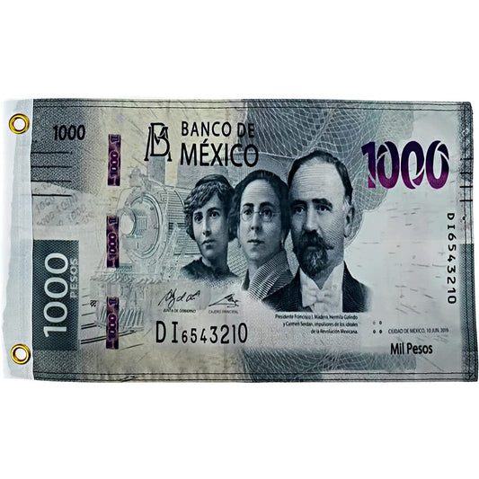$1000 Pesos Bill Flag - 12x18 Inches