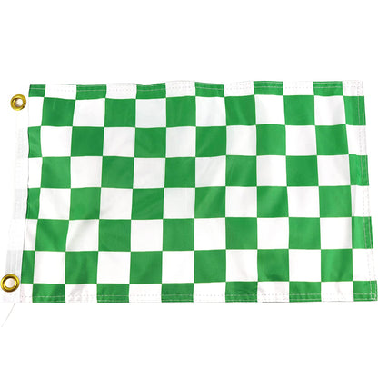 White and Green Checkered Flag - 12x18 Inches