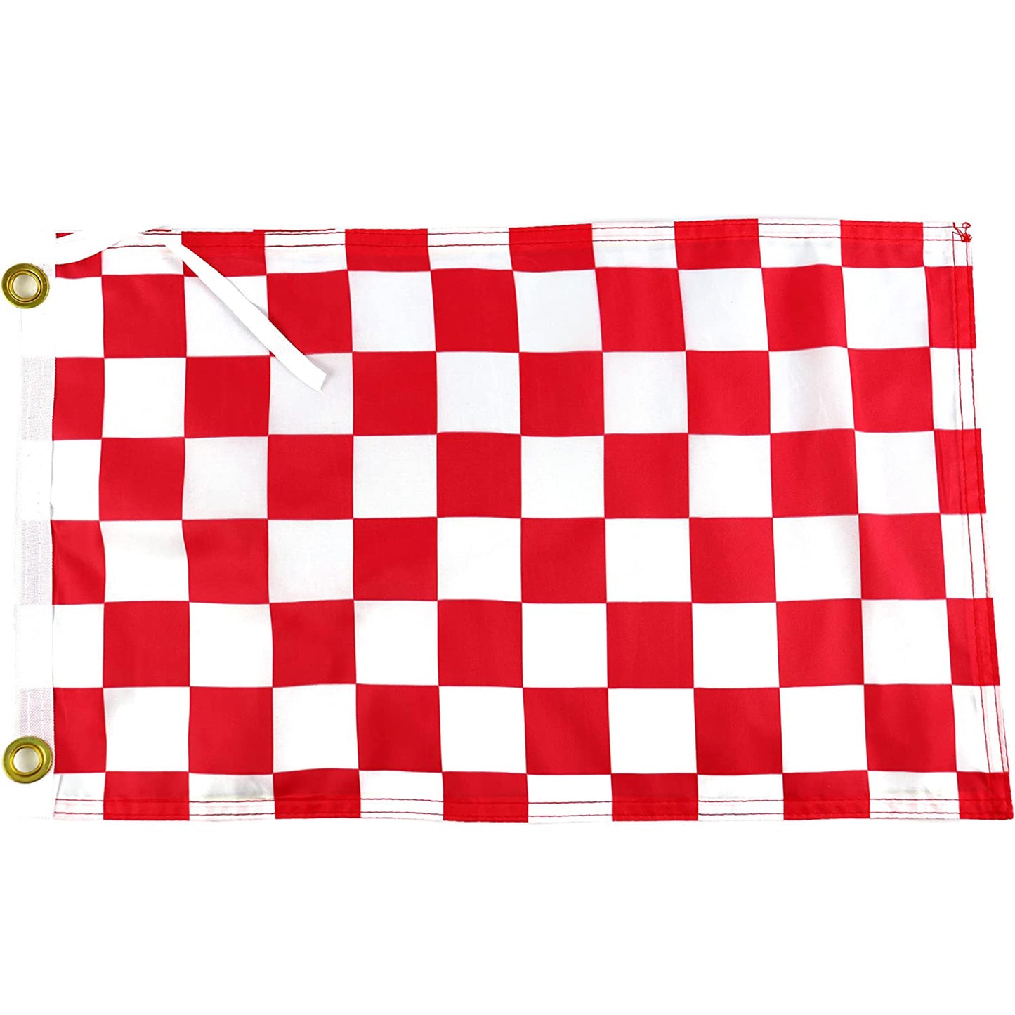 White and Red Checkered Flag - 12x18 Inches